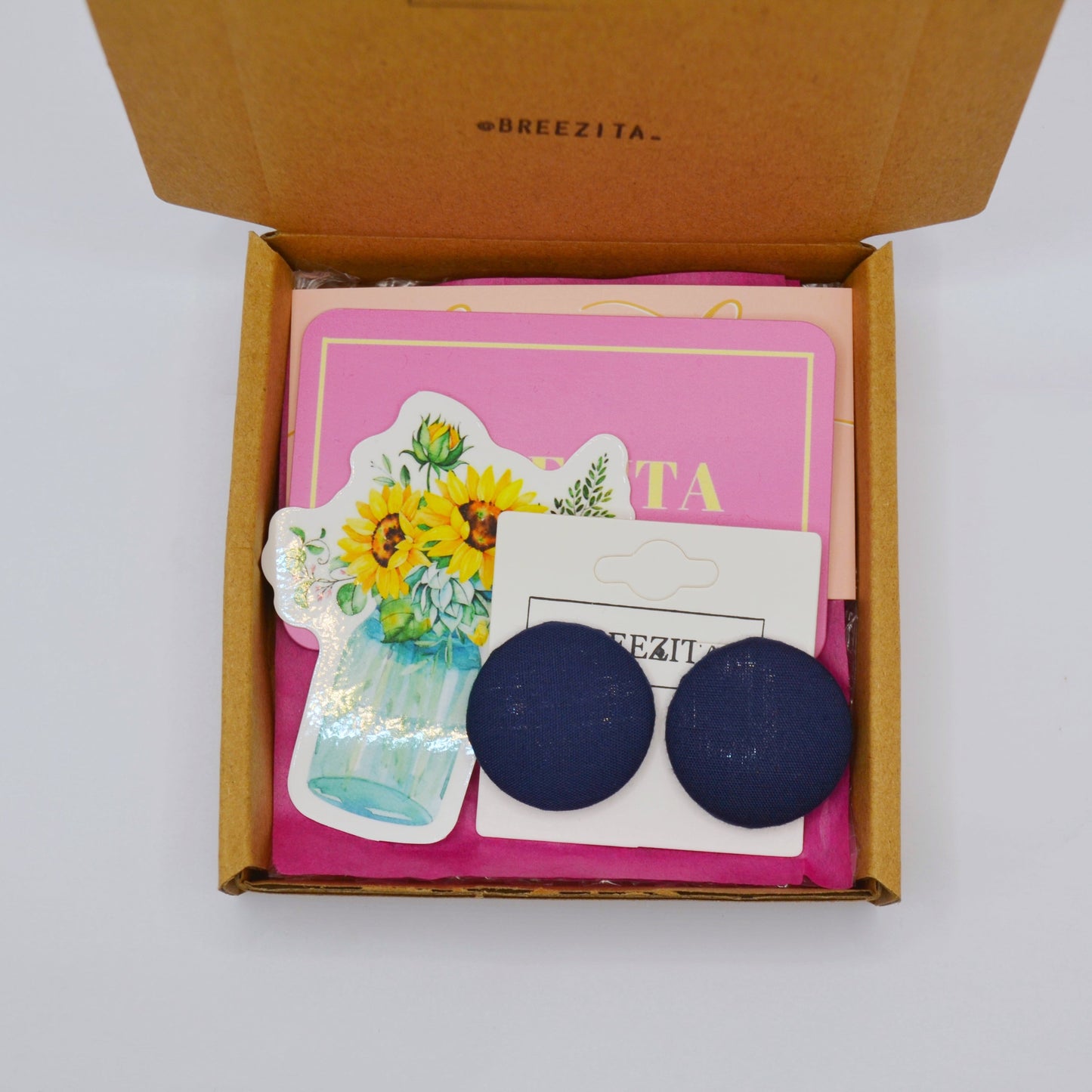 Navy Button Earrings - Studs and Clip-ons