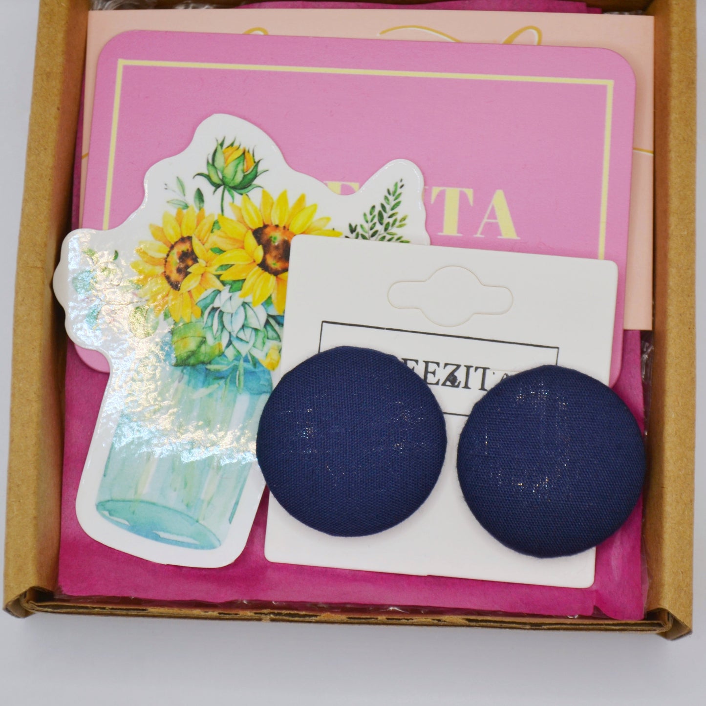 Navy Button Earrings - Studs and Clip-ons