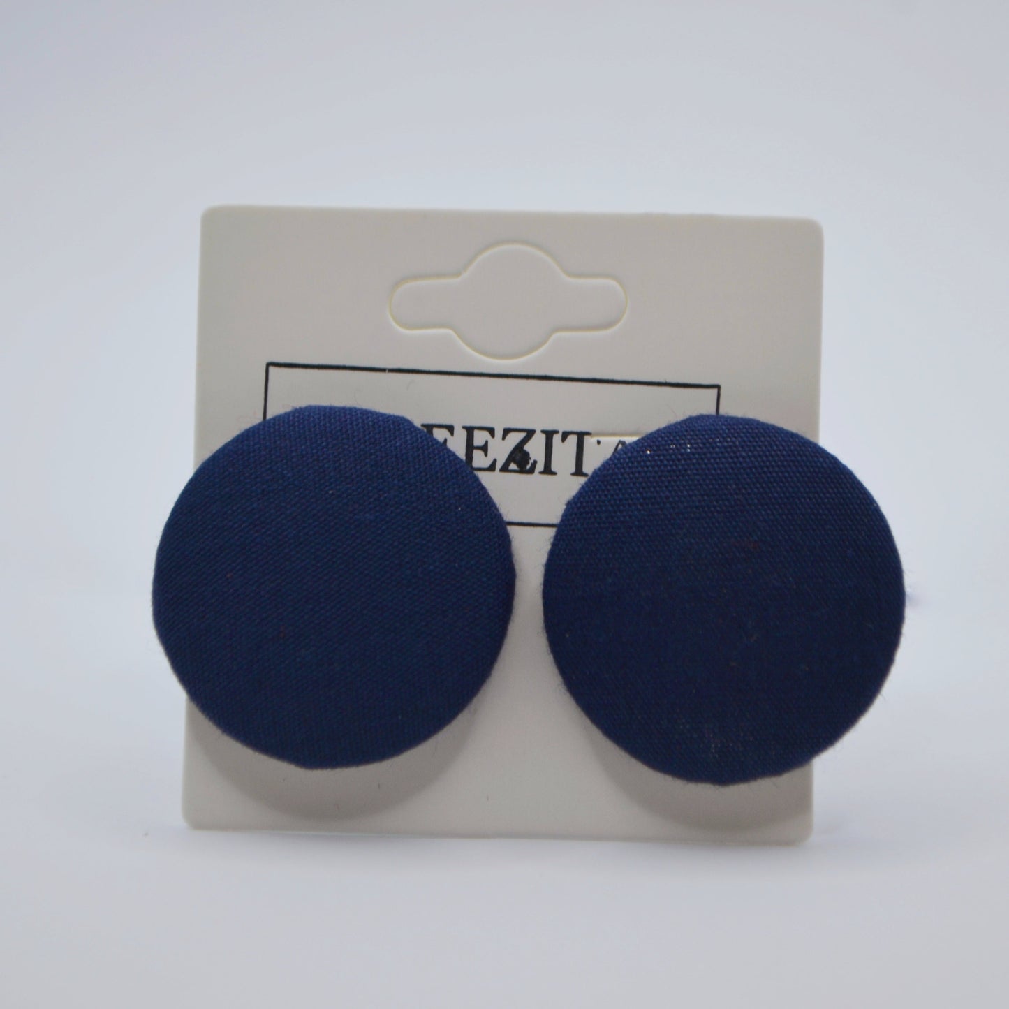 Navy Button Earrings - Studs and Clip-ons
