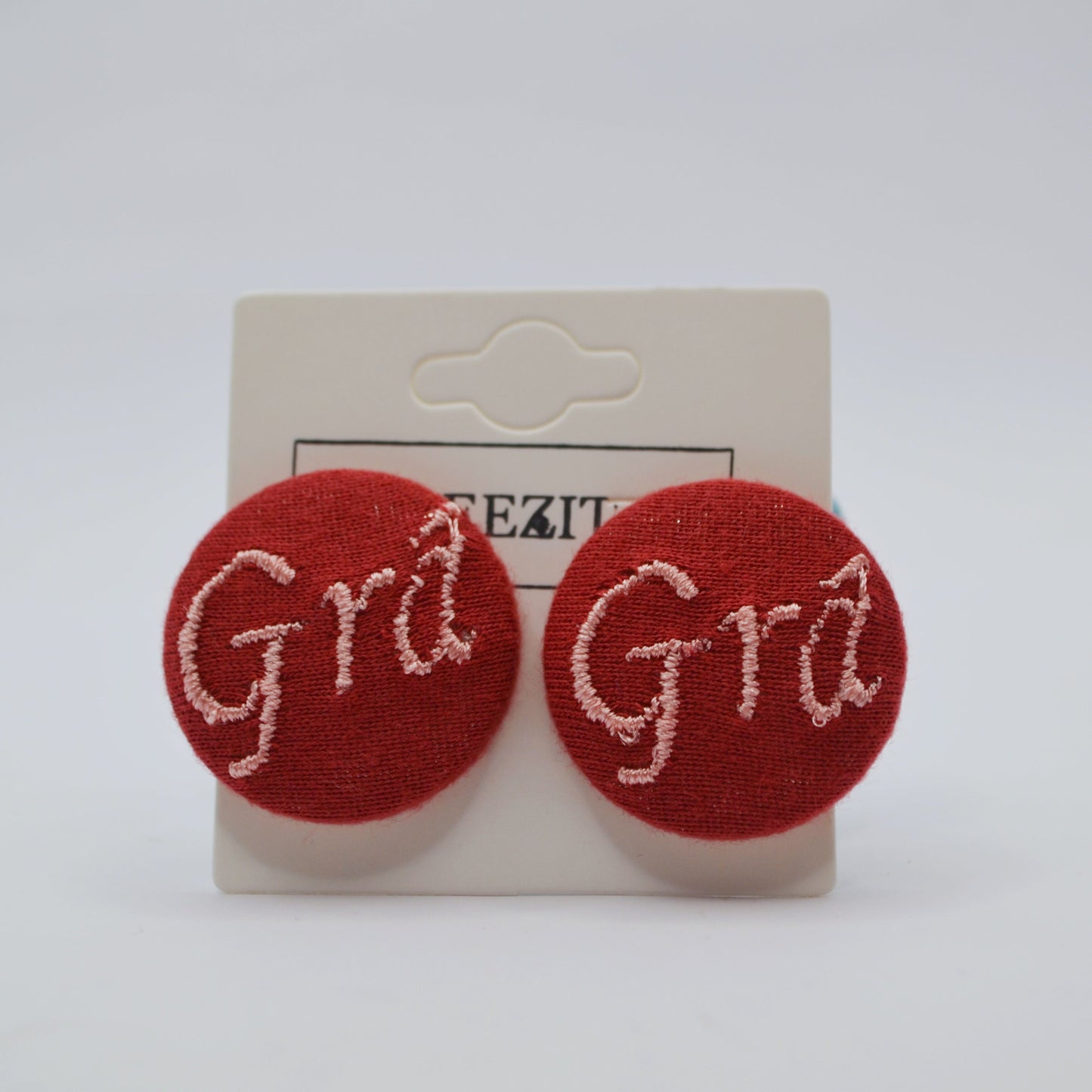 Grá Button Earrings – Soft Valentine Edition (Maroon & Pink)
