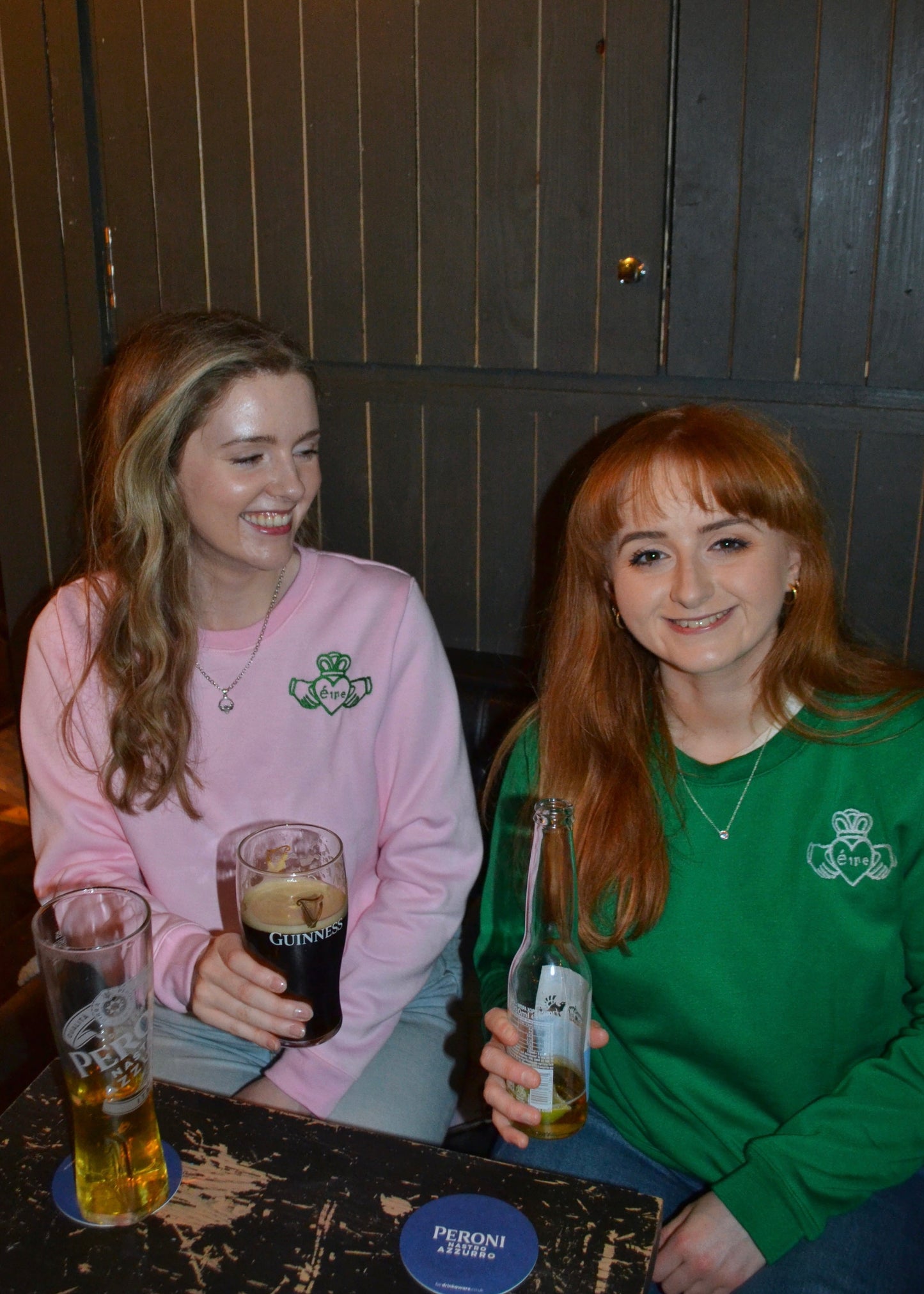 Green Claddagh Sweatshirt – White Embroidery