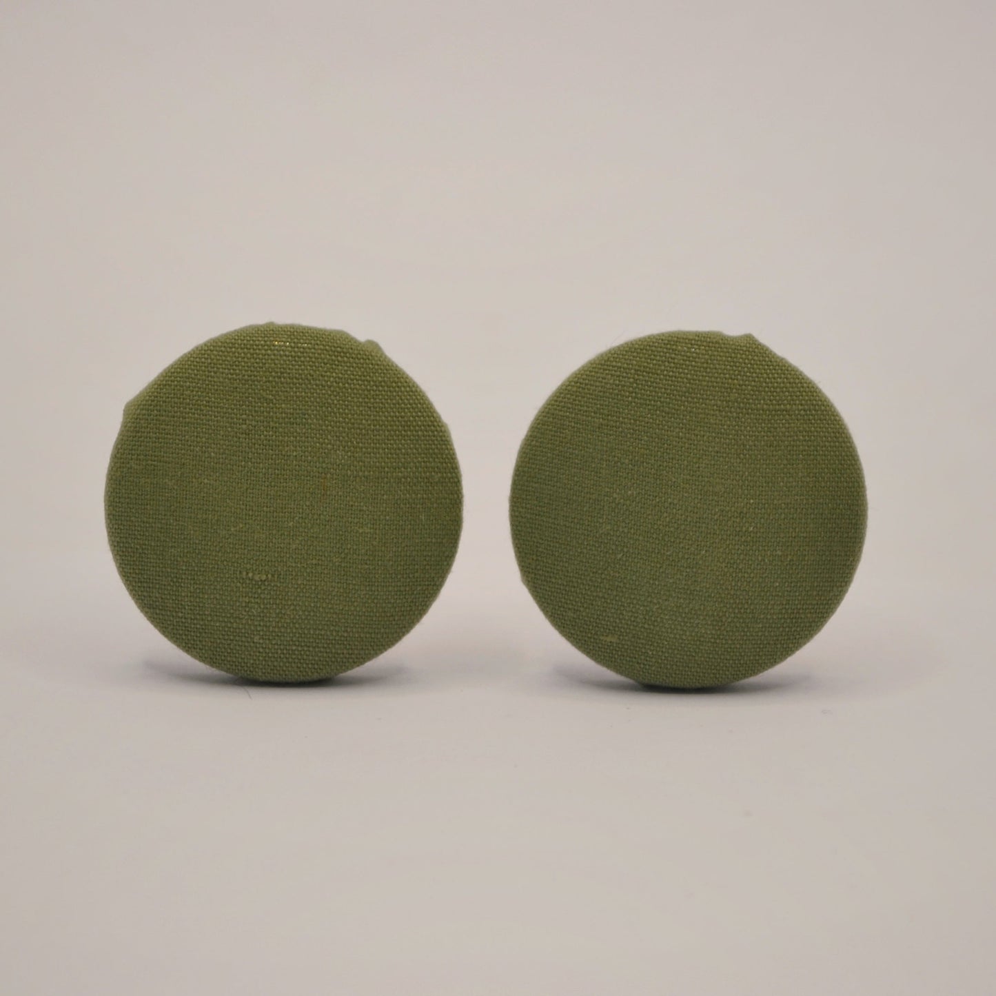 Soft Olive Green Button Earrings - Studs and Clip-ons