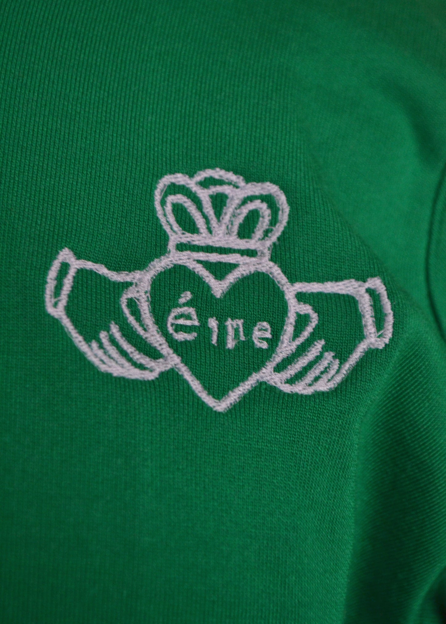 Green Claddagh Sweatshirt – White Embroidery