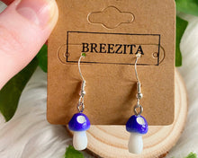 Load image into Gallery viewer, Purple Mushroom Hook Earrings