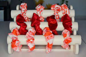 Handmade Red Scrunchy Bundle: Heart Hair Accessories