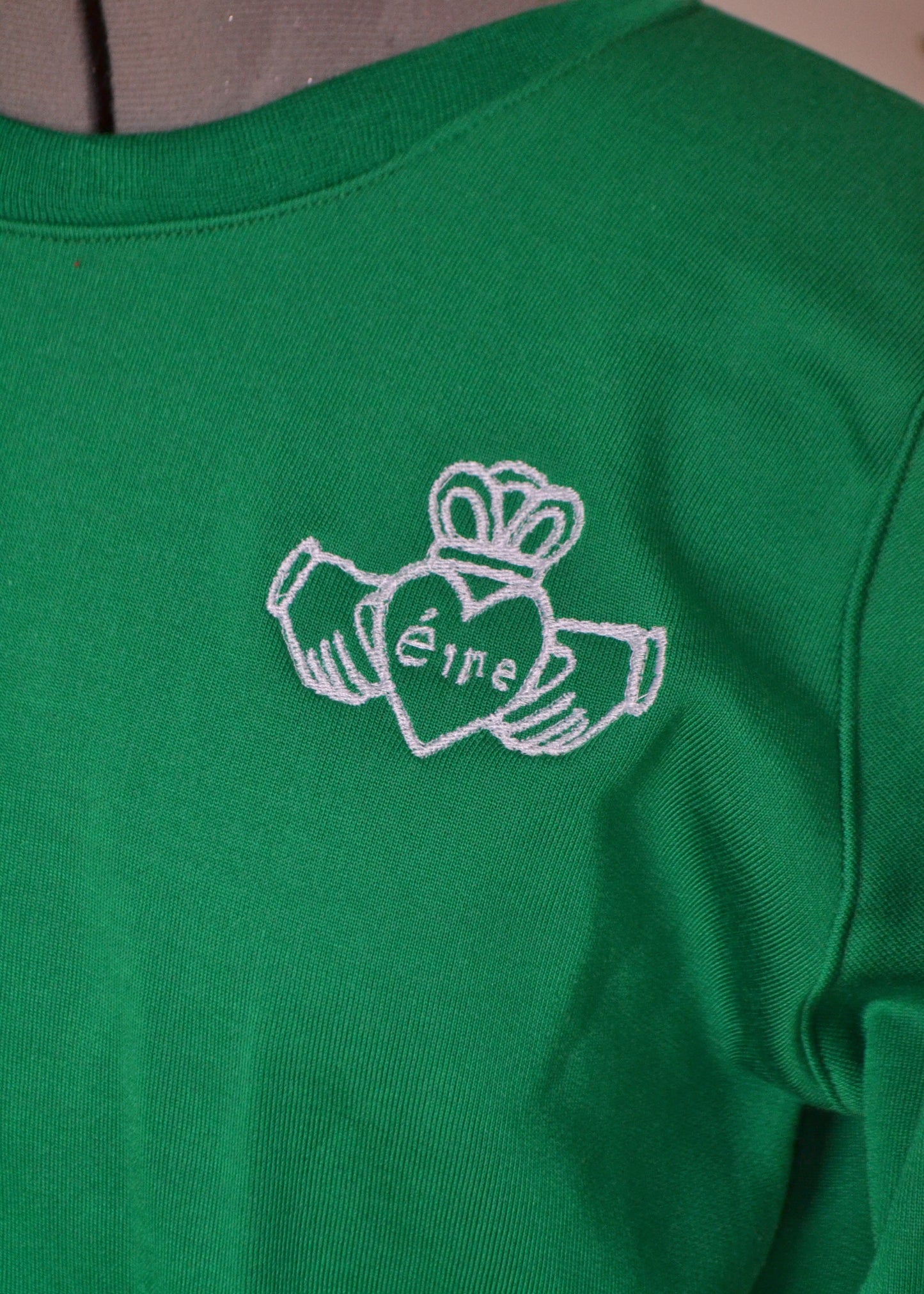 Green Claddagh Sweatshirt – White Embroidery