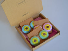 Load image into Gallery viewer, Green Sunflower Button Earrings