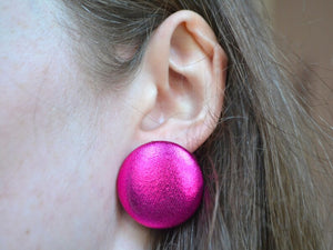 Cerise Foil Button Earrings