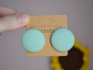 Mint Green Button Earrings