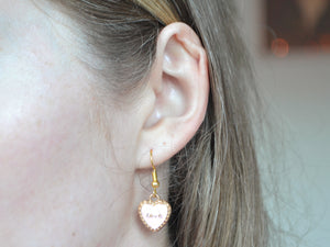 Pink Love Heart Hook Earrings - Valentines