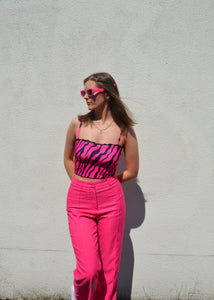 Pink Zesty Zebra Lace Strappy Top