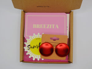 Red Foil Button Earrings