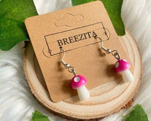 Baby Pink Mushroom Hook Earrings