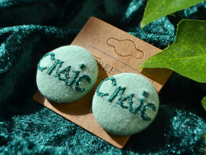 Irish Craic Button Earrings - Sage Green