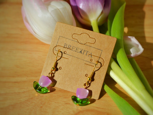 Tulip Hook Earrings - Purple