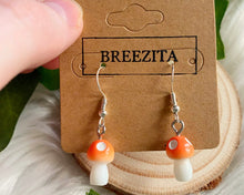 Load image into Gallery viewer, Orange Mushroom Hook Earrings