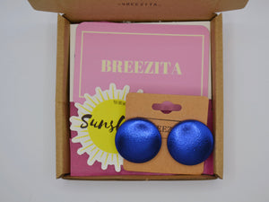 Royal Blue Foil Button Earrings