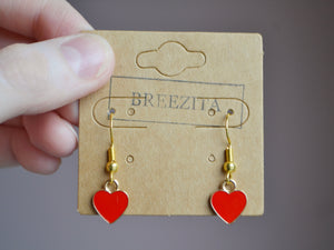 Red Heart Hook Earrings - Valentines