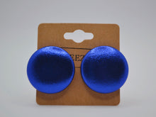 Load image into Gallery viewer, Royal Blue Foil Button Earrings