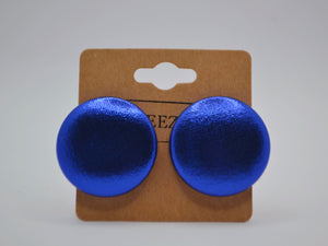 Royal Blue Foil Button Earrings