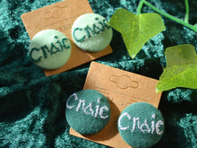 Load image into Gallery viewer, Irish Craic Button Earrings - Bottle Green