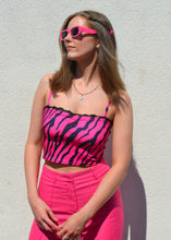 Load image into Gallery viewer, Pink Zesty Zebra Lace Strappy Top