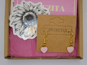 Pink Heart Hook Earrings - Valentines