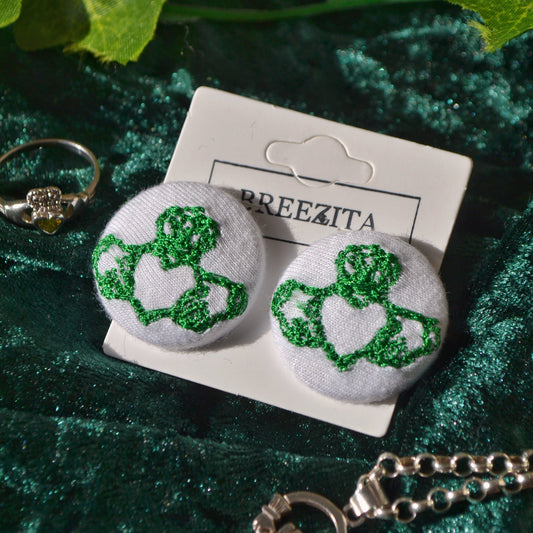 White Claddagh Button Earrings - Studs & Clip-Ons