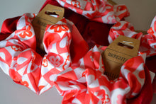 Load image into Gallery viewer, Handmade Red Scrunchy Bundle: Heart Hair Accessories