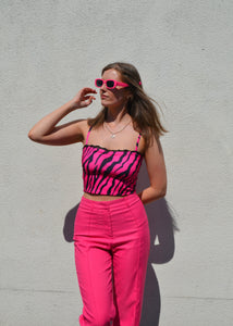 Pink Zesty Zebra Lace Strappy Top