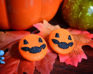 Pumpkin Face Button Earrings