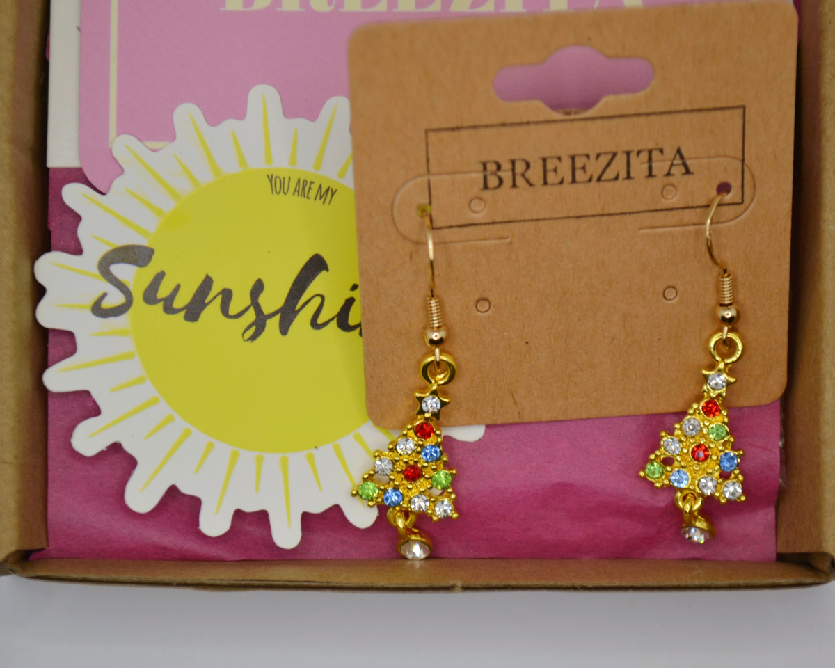 Gold Christmas Tree Hook Earrings - Christmas