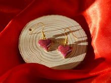 Load image into Gallery viewer, Pink Sparkly Heart Hook Earrings - Valentines