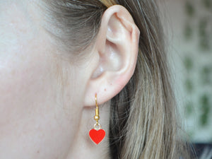 Red Heart Hook Earrings - Valentines