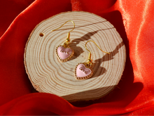 Load image into Gallery viewer, Pink Love Heart Hook Earrings - Valentines