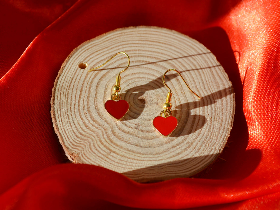 Red Heart Hook Earrings - Valentines