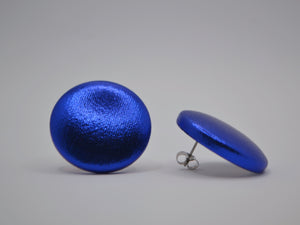 Royal Blue Foil Button Earrings