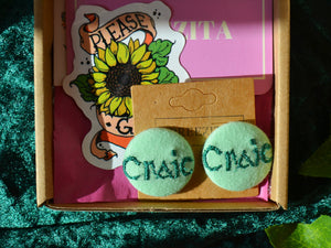 Irish Craic Button Earrings - Sage Green