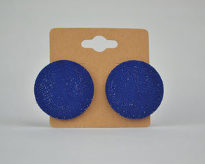 Sparkly Royal Blue Button Earrings