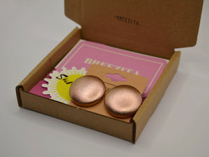 Rose Gold Foil Button Earrings