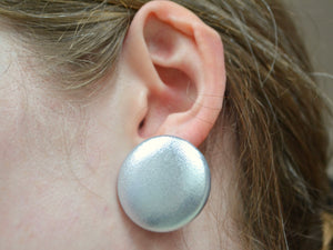 Silver Foil Button Earrings