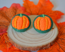 Load image into Gallery viewer, Pumpkin Button Earrings - Bottle Green