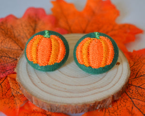 Pumpkin Button Earrings - Bottle Green