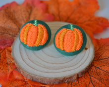 Load image into Gallery viewer, Pumpkin Button Earrings - Bottle Green