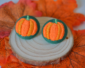 Pumpkin Button Earrings - Bottle Green