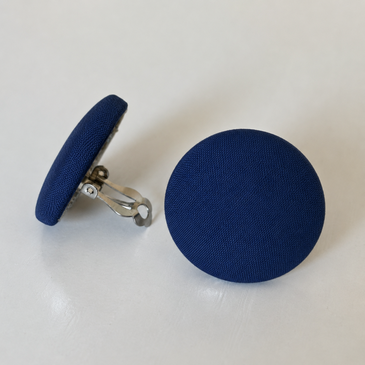 Navy Button Earrings - Studs and Clip-ons