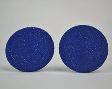 Load image into Gallery viewer, Sparkly Royal Blue Button Earrings