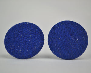 Sparkly Royal Blue Button Earrings