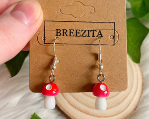 Red Mushroom Hook Earrings