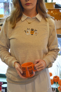 Cat O' Lantern Sweatshirt Stone - Halloween